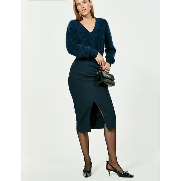 J. Crew Pencil midi skirt in four-season stretch navy size 10 - Picture 1 of 4